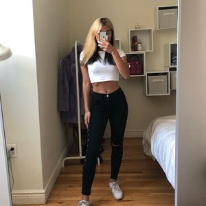 bdg black skinny jeans with silver detailing